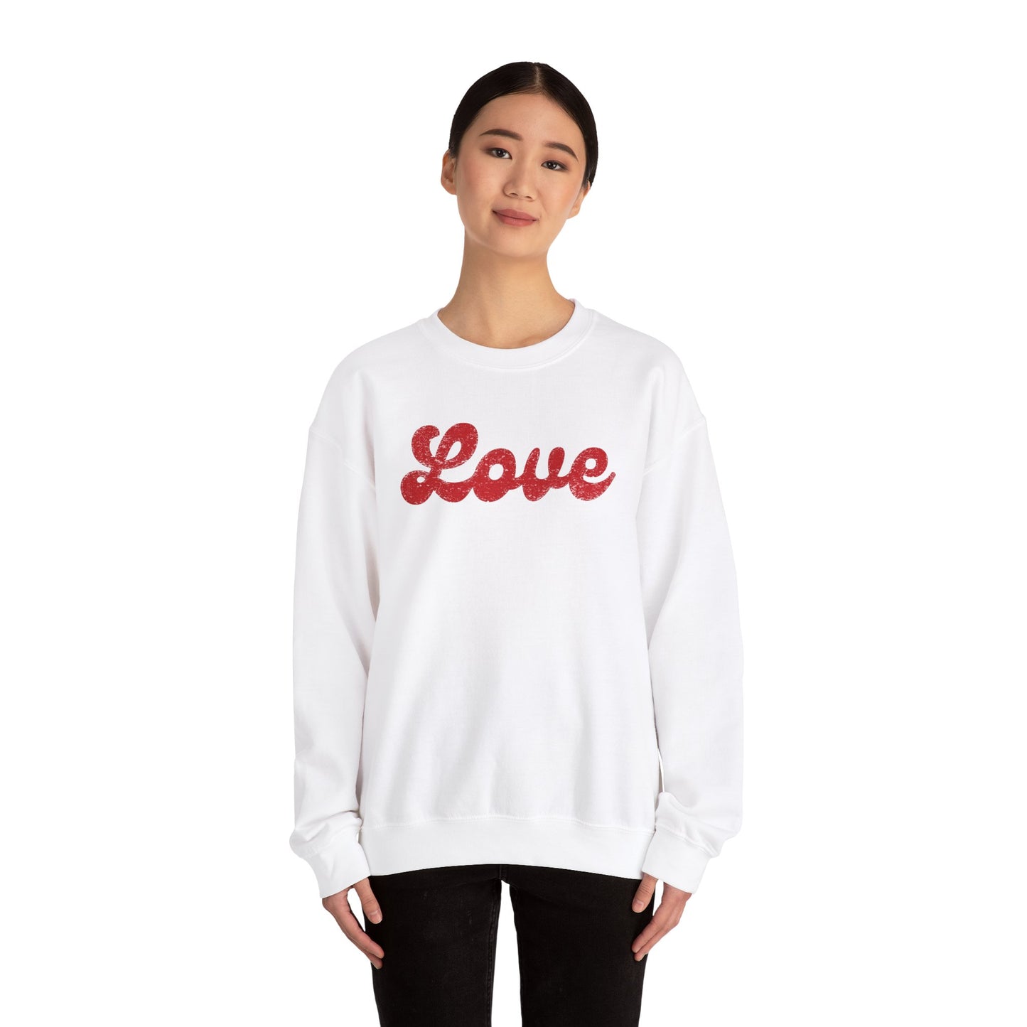 Groovy Love Distressed Gildan Crew Sweatshirt