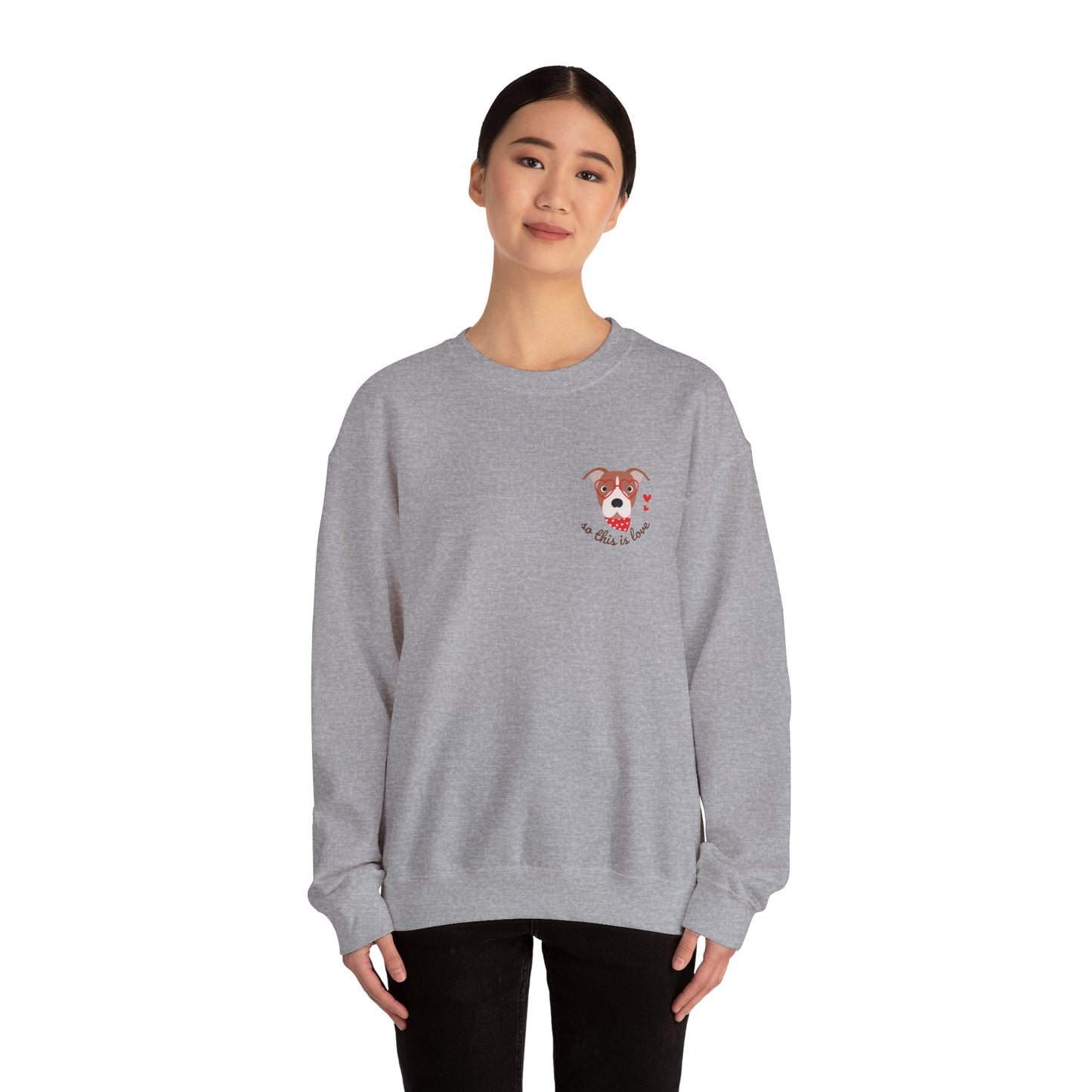 So This Is Love Pit Bull (Brown & White) Gildan Crew Sweatshirt
