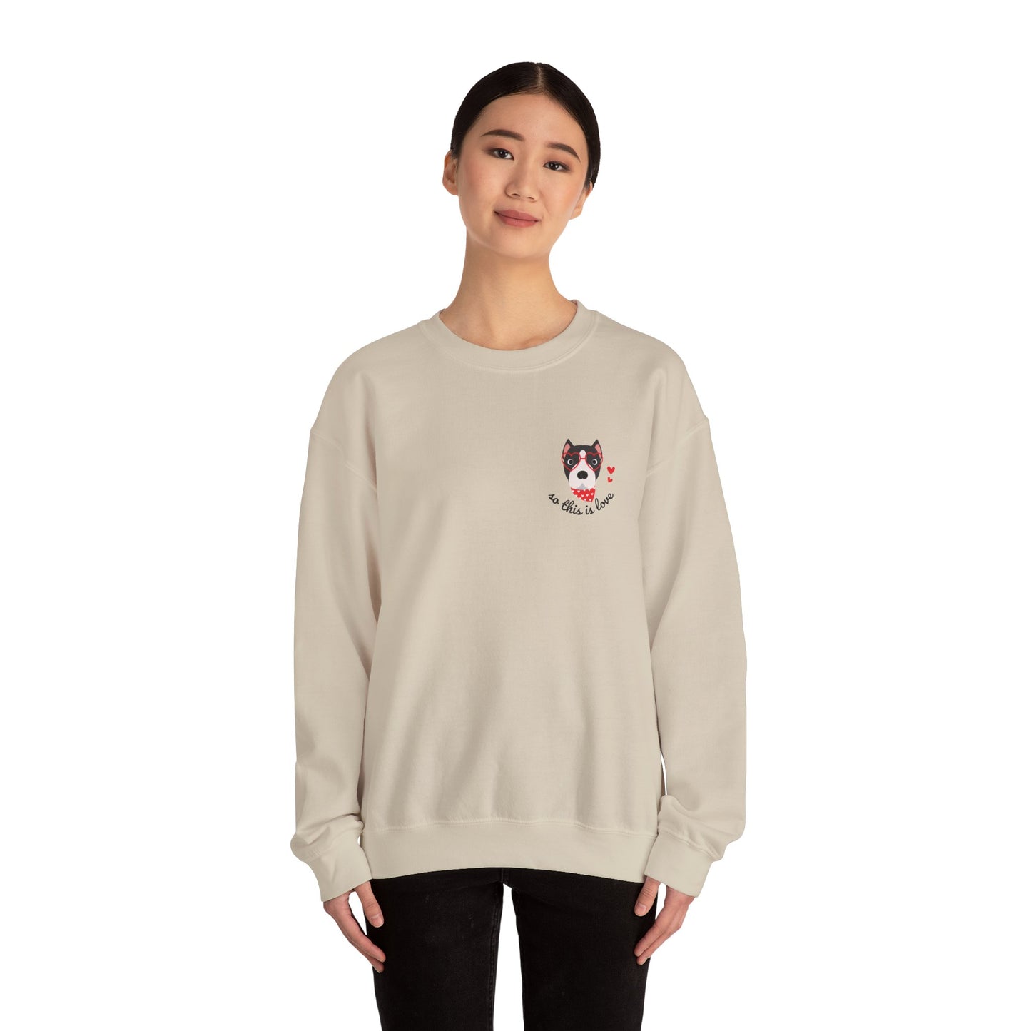 So This Is Love Pit Bull (Black & White) Gildan Crew Sweatshirt