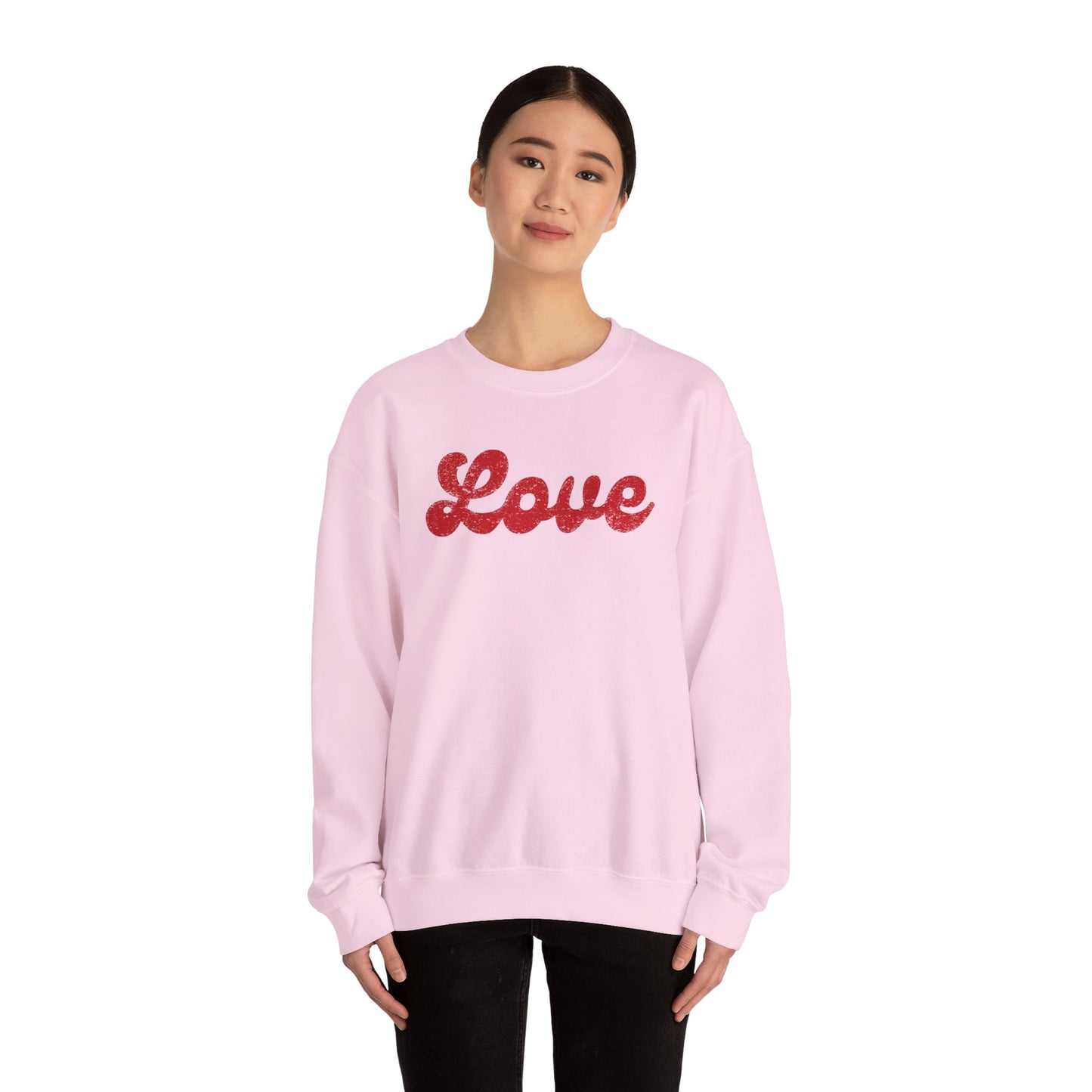 Groovy Love Distressed Gildan Crew Sweatshirt