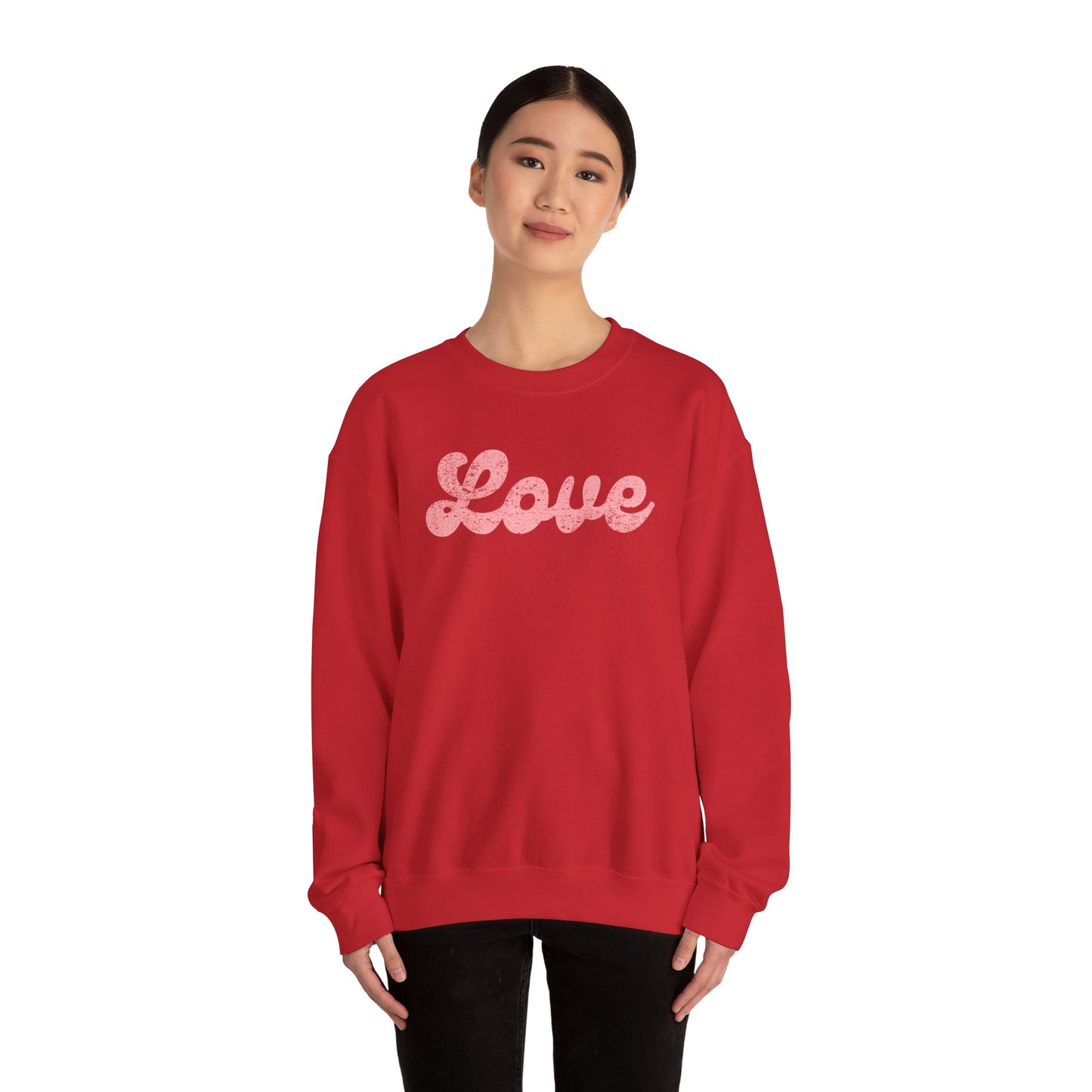 Groovy Love Distressed Gildan Crew Sweatshirt