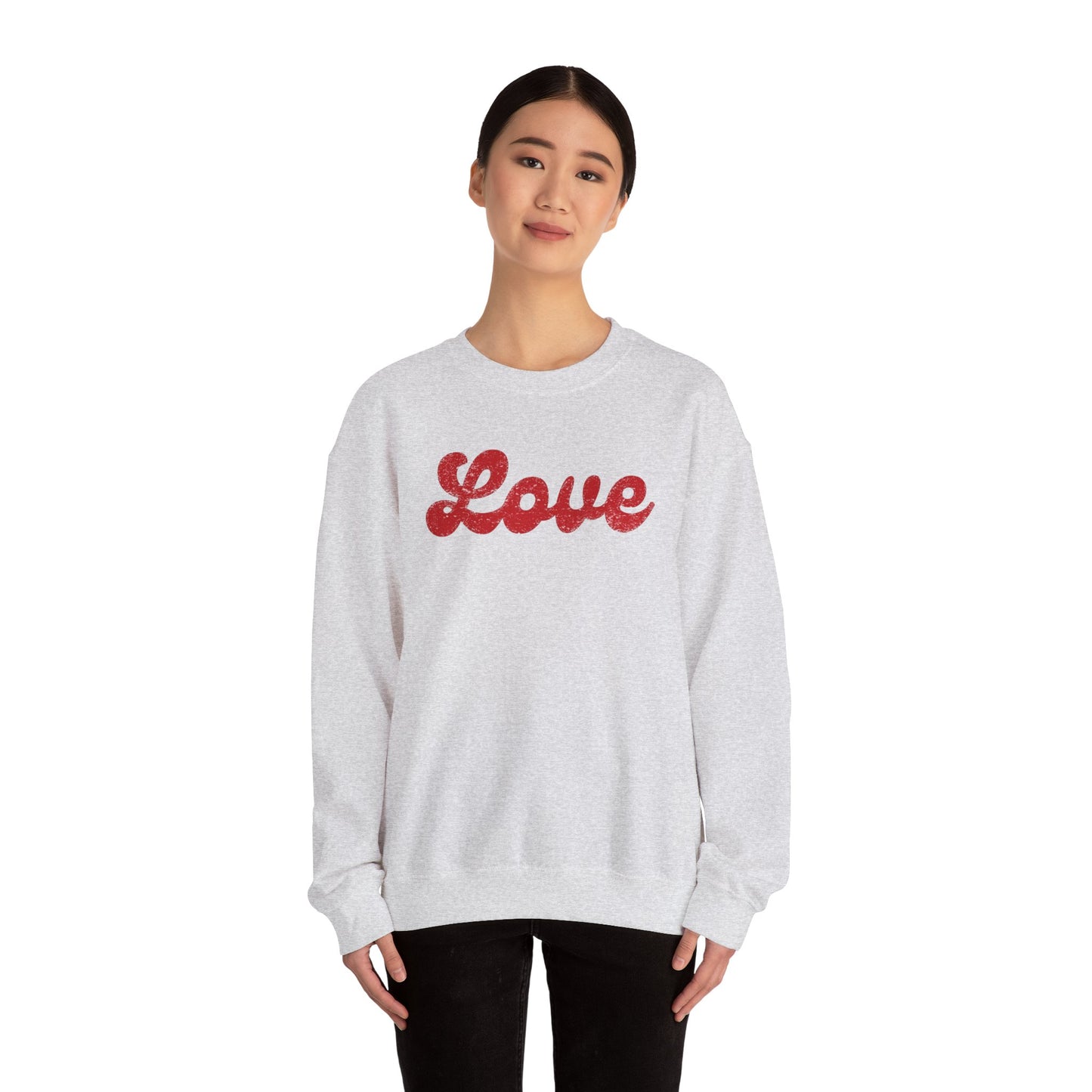 Groovy Love Distressed Gildan Crew Sweatshirt