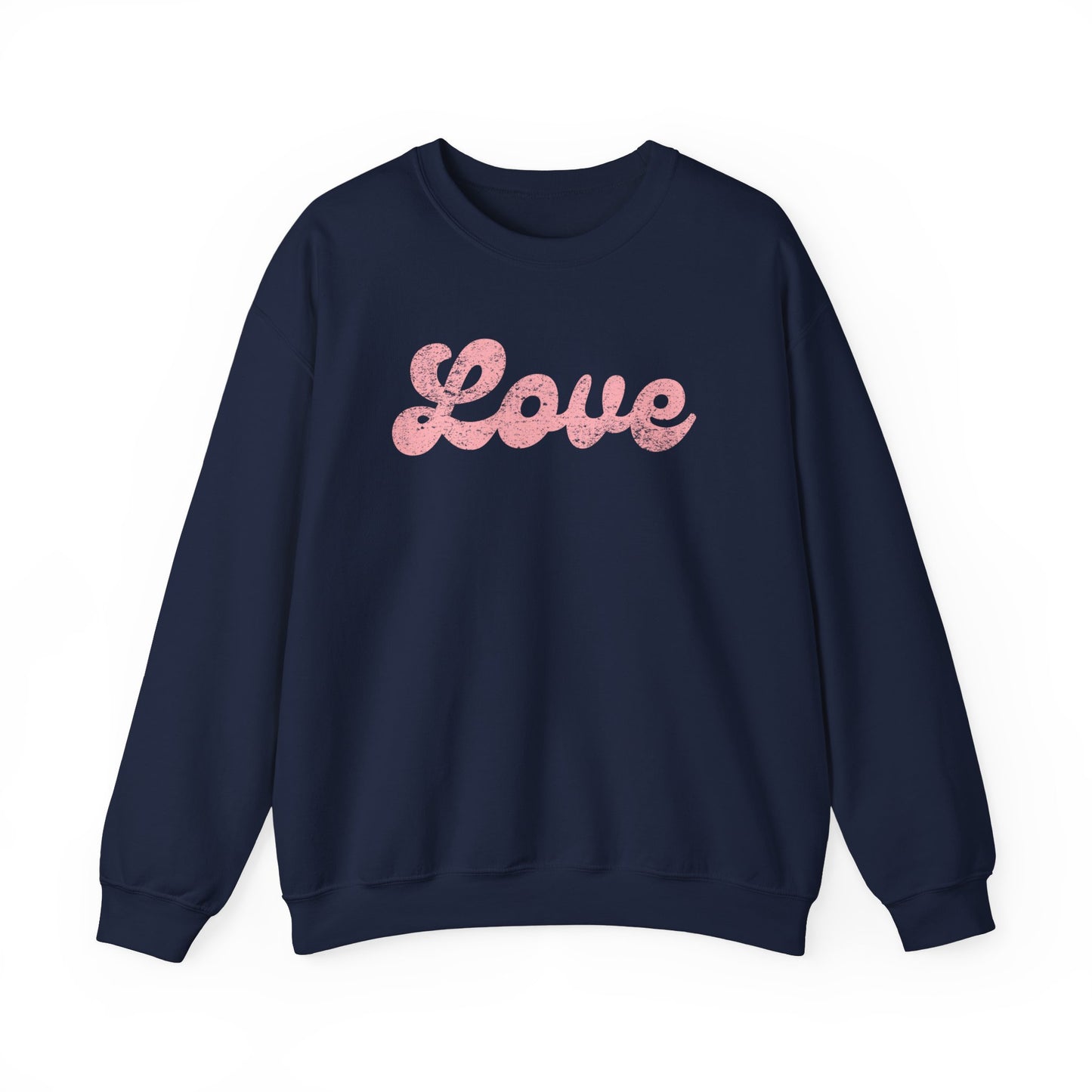 Groovy Love Distressed Gildan Crew Sweatshirt