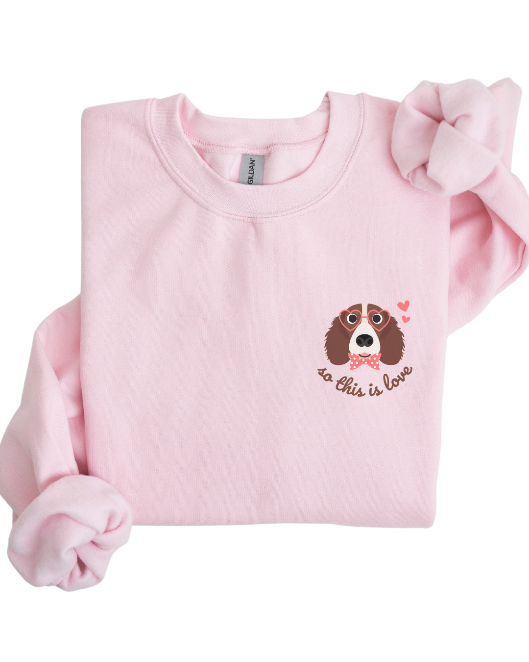 So This Is Love Brittany Spaniel Gildan Crew Sweatshirt