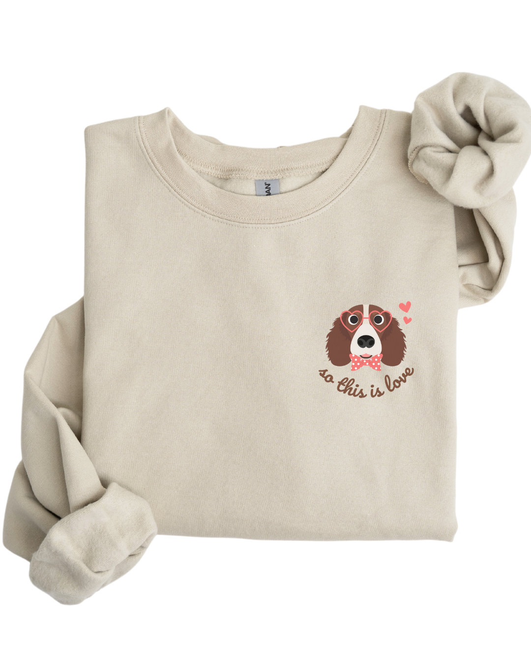 So This Is Love Brittany Spaniel Gildan Crew Sweatshirt