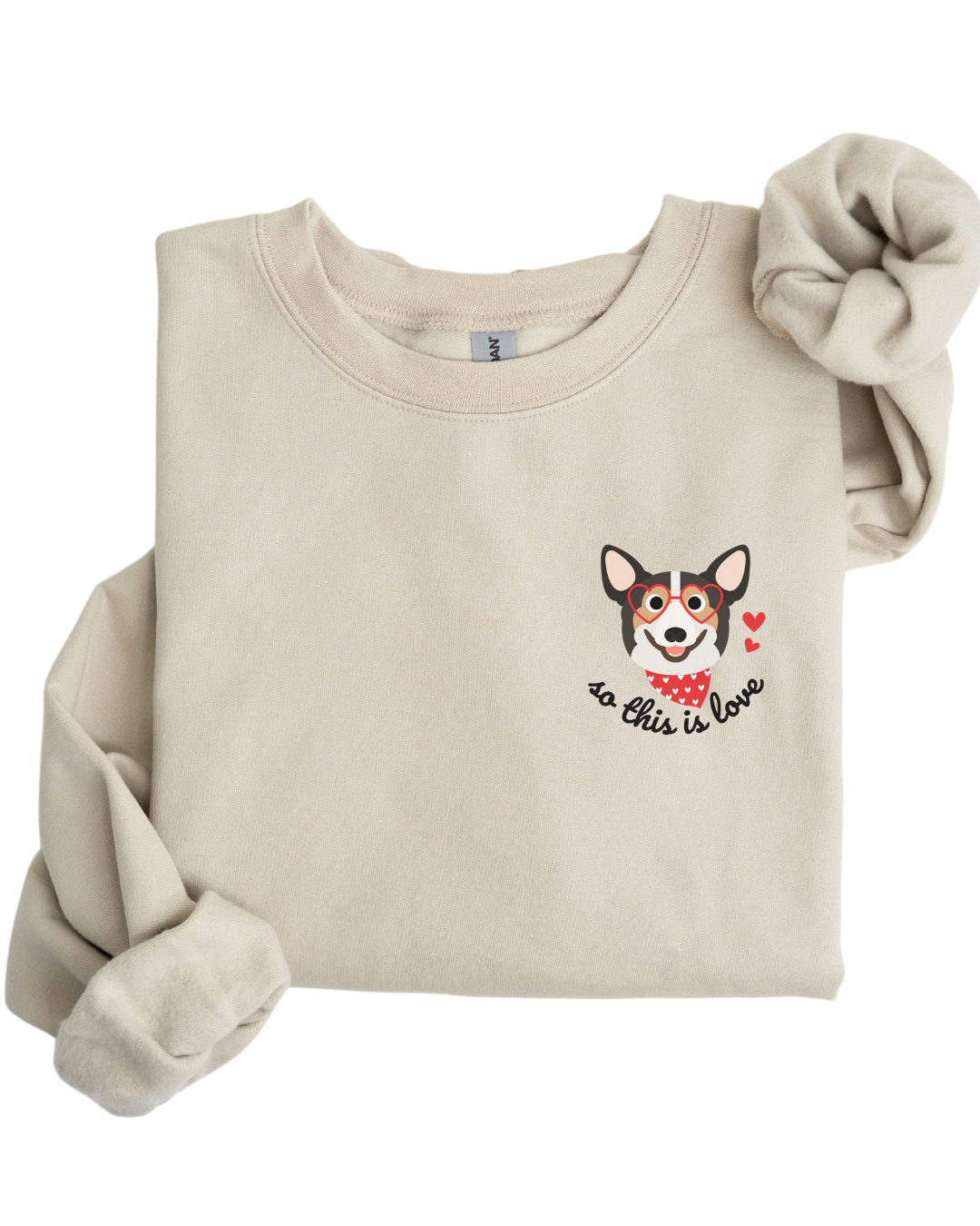 So This Is Love Corgi (Black) Gildan Crew Sweatshirt