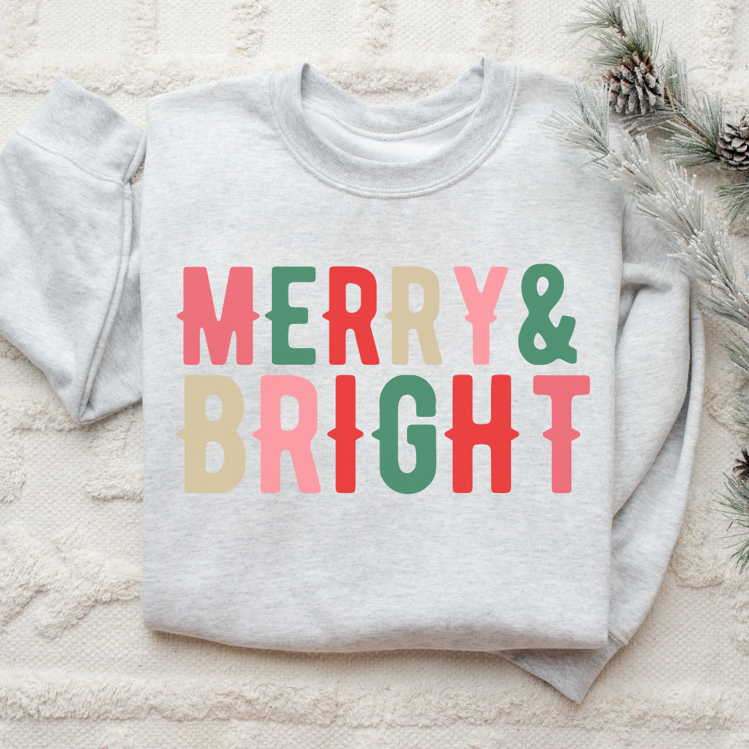 Merry & Bright Gildan Crew Sweatshirt