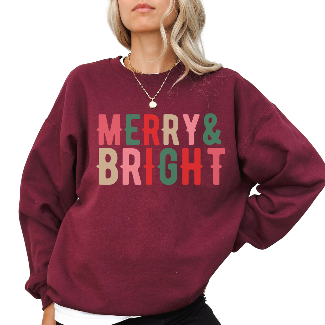 Merry & Bright Gildan Crew Sweatshirt