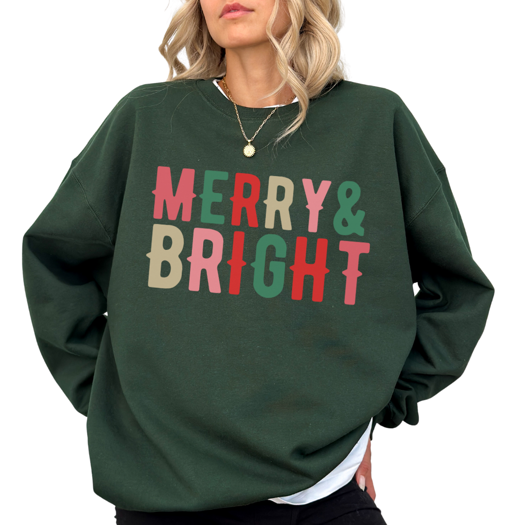 Merry & Bright Gildan Crew Sweatshirt
