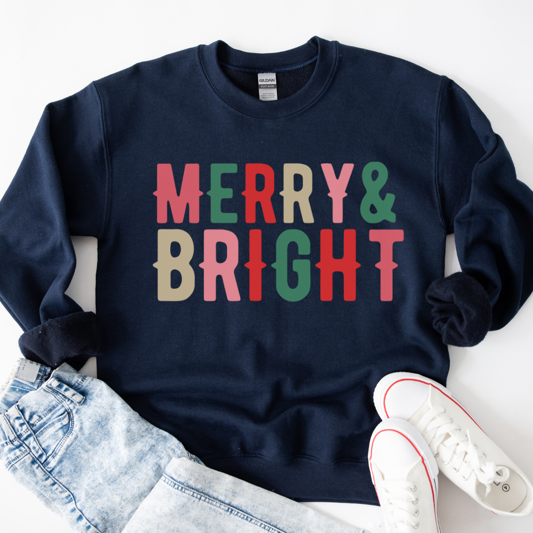 Merry & Bright Gildan Crew Sweatshirt