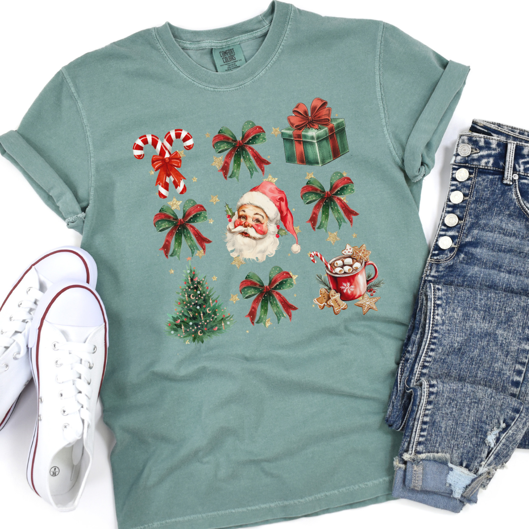 Santa Grid Comfort Colors Graphic Tee
