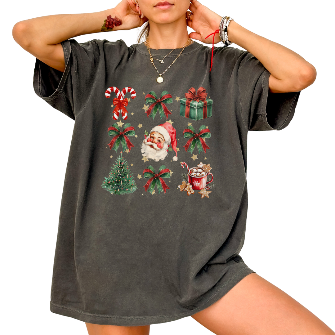 Santa Grid Comfort Colors Graphic Tee
