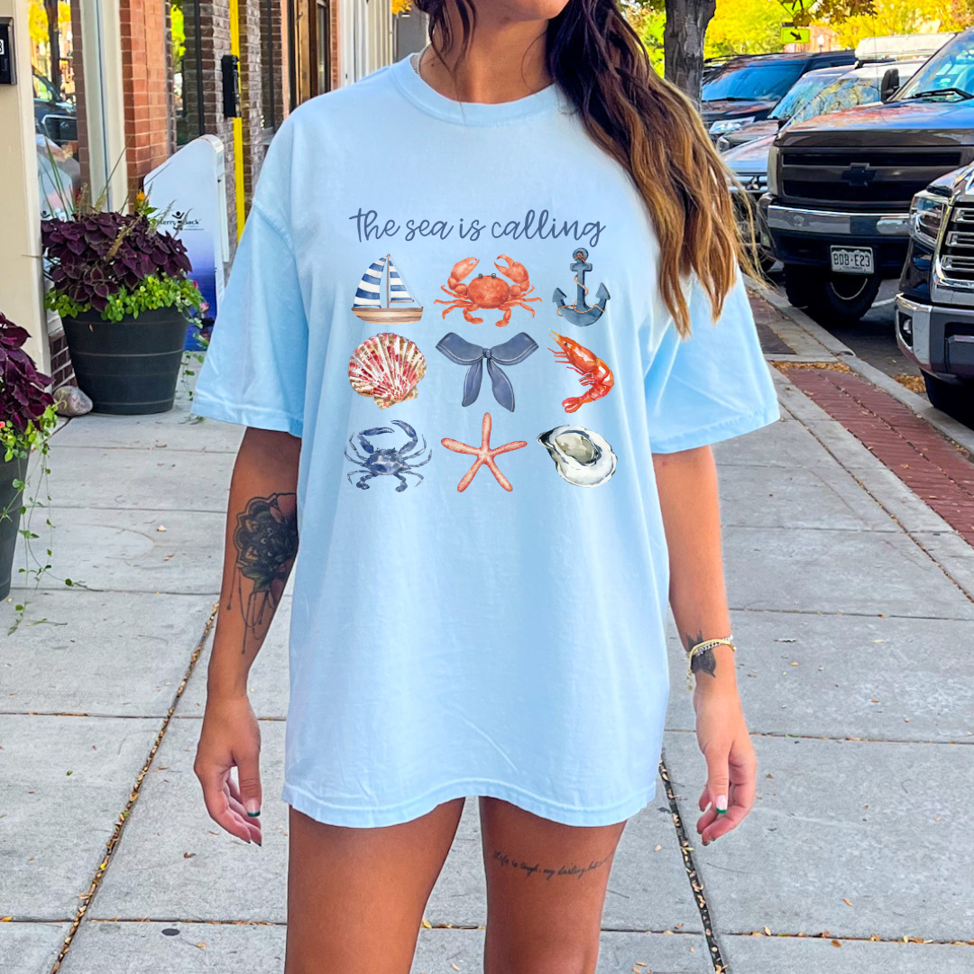 The Sea Is Calling Comfort Colors Graphic Tee