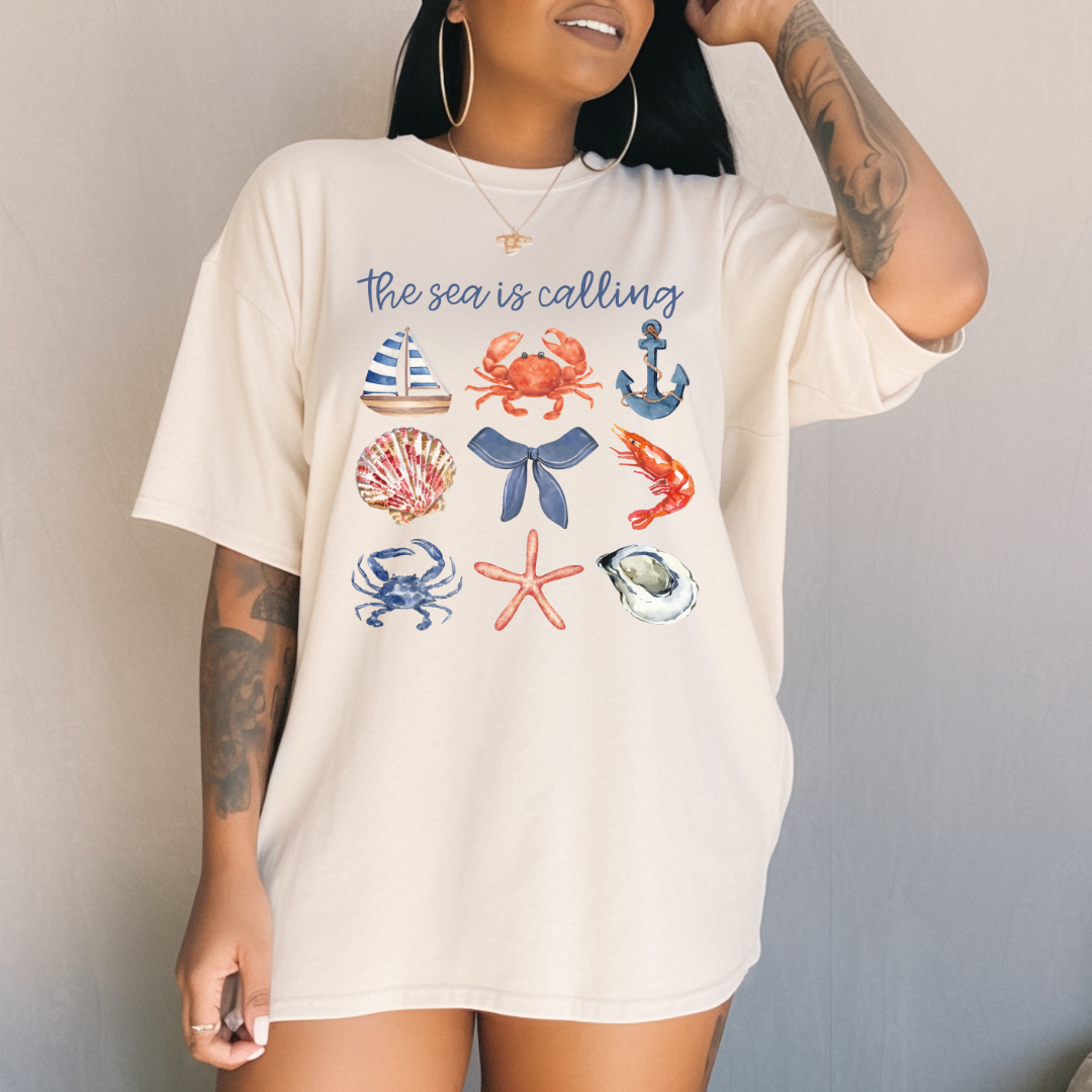 The Sea Is Calling Comfort Colors Graphic Tee