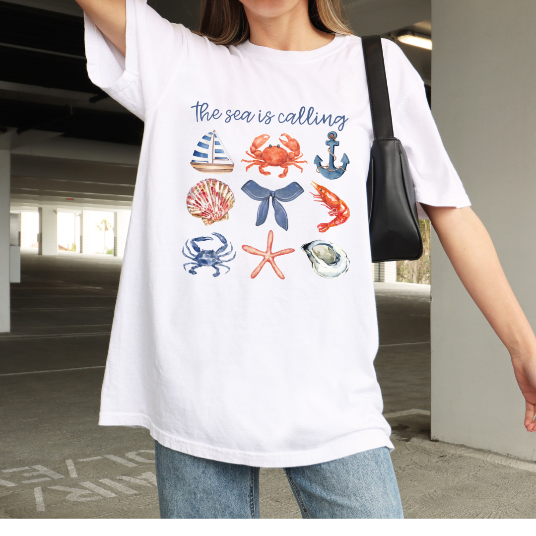 The Sea Is Calling Comfort Colors Graphic Tee