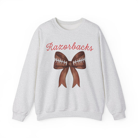 Arkansas Razorbacks Football Bow Gildan Crew Sweatshirt