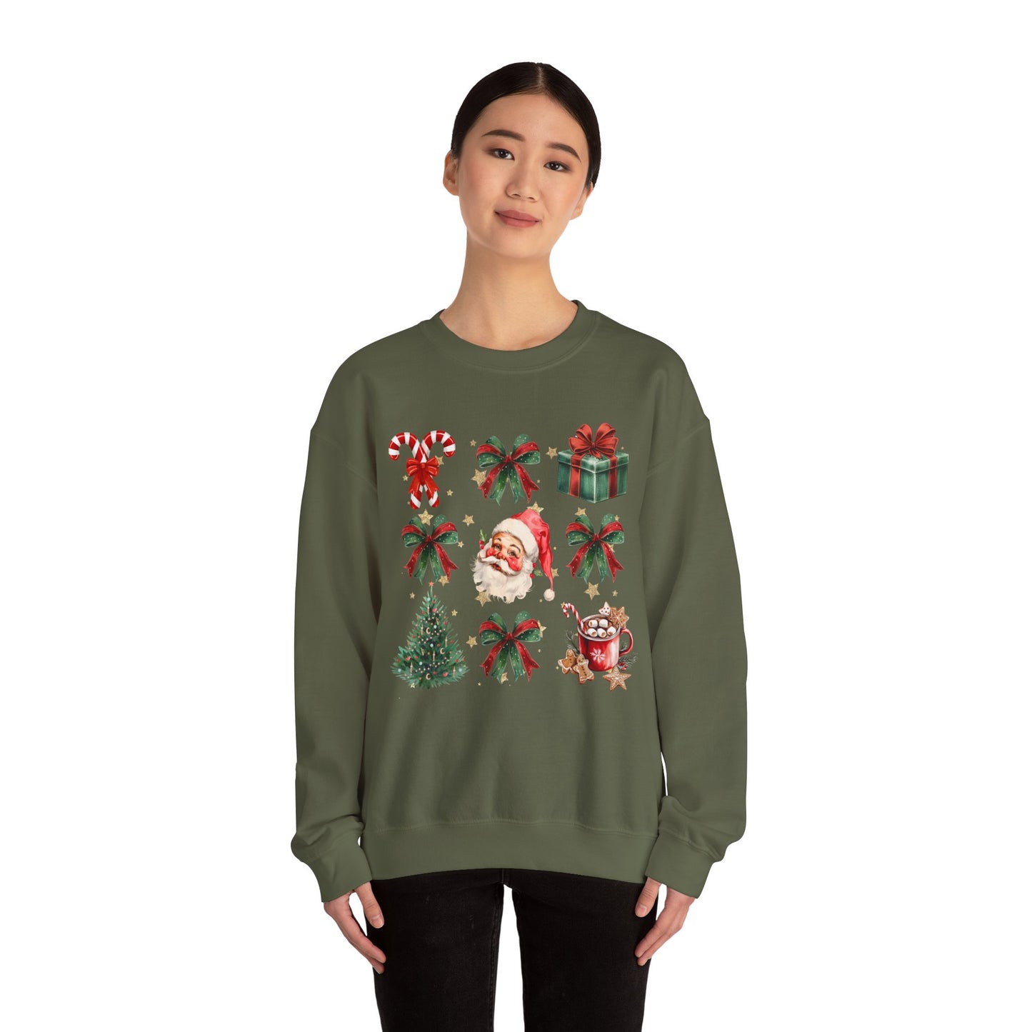 Santa Grid Gildan Crew Sweatshirt