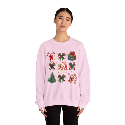 Santa Grid Gildan Crew Sweatshirt