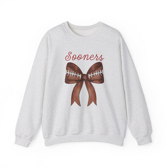 Oklahoma Sooners Football Bow Gildan Crew Sweatshirt