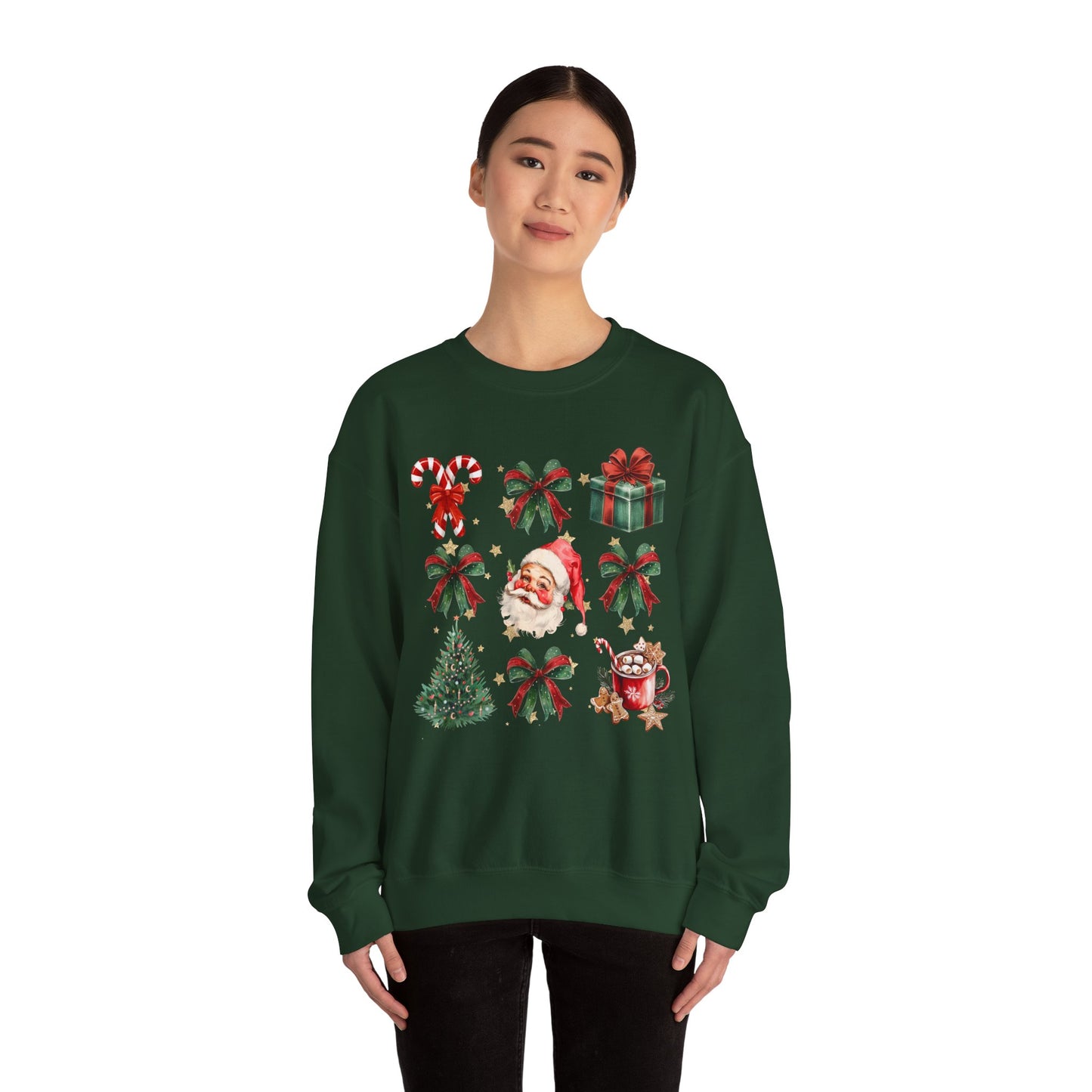 Santa Grid Gildan Crew Sweatshirt