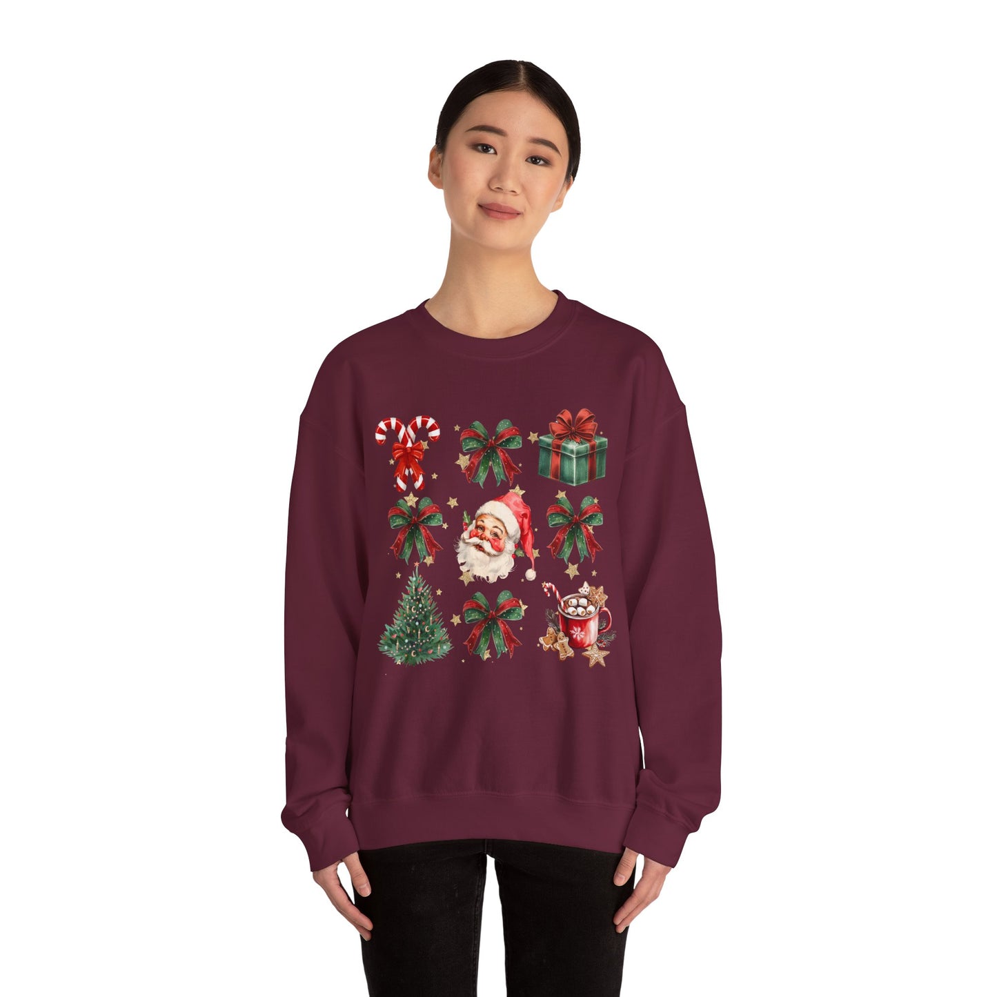 Santa Grid Gildan Crew Sweatshirt