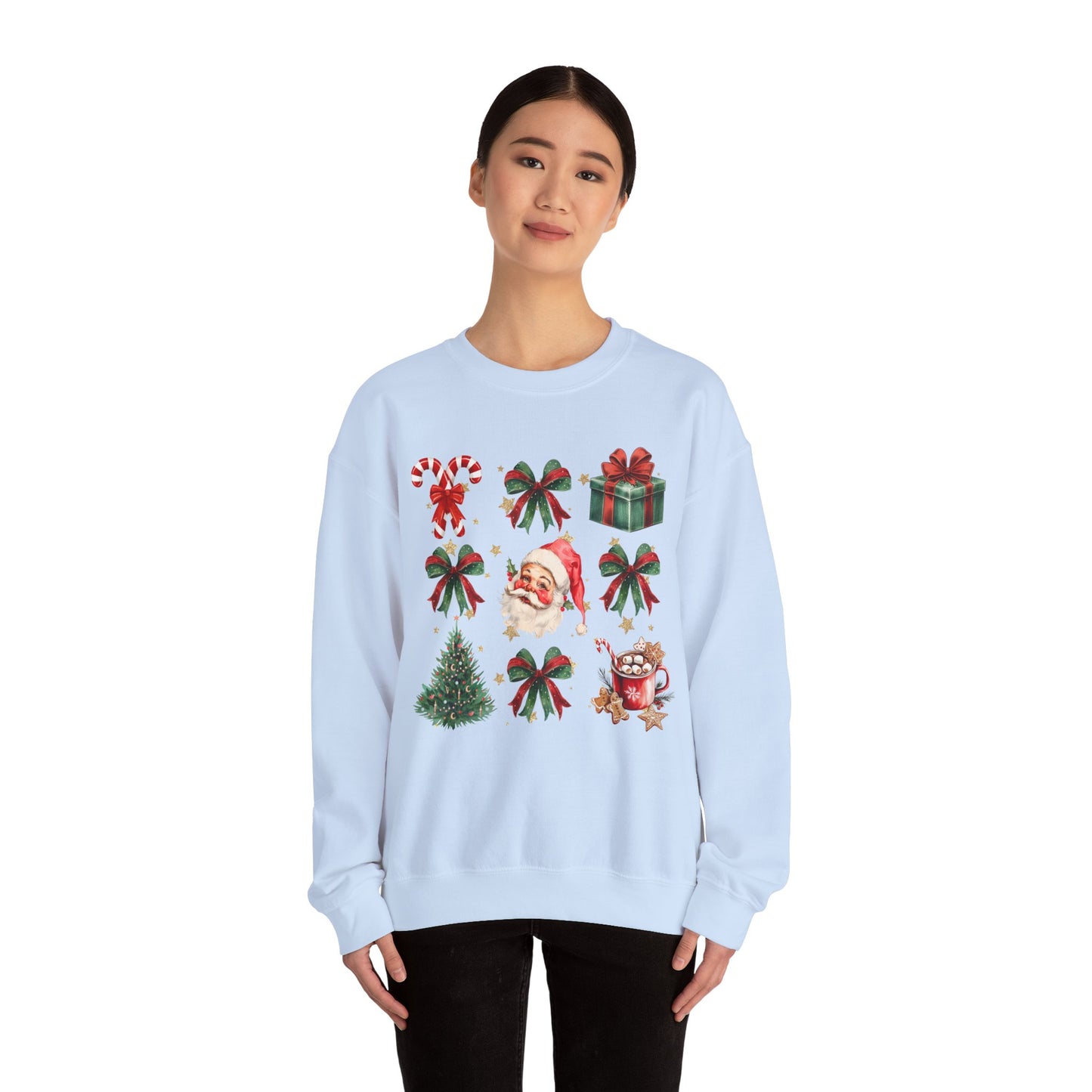 Santa Grid Gildan Crew Sweatshirt