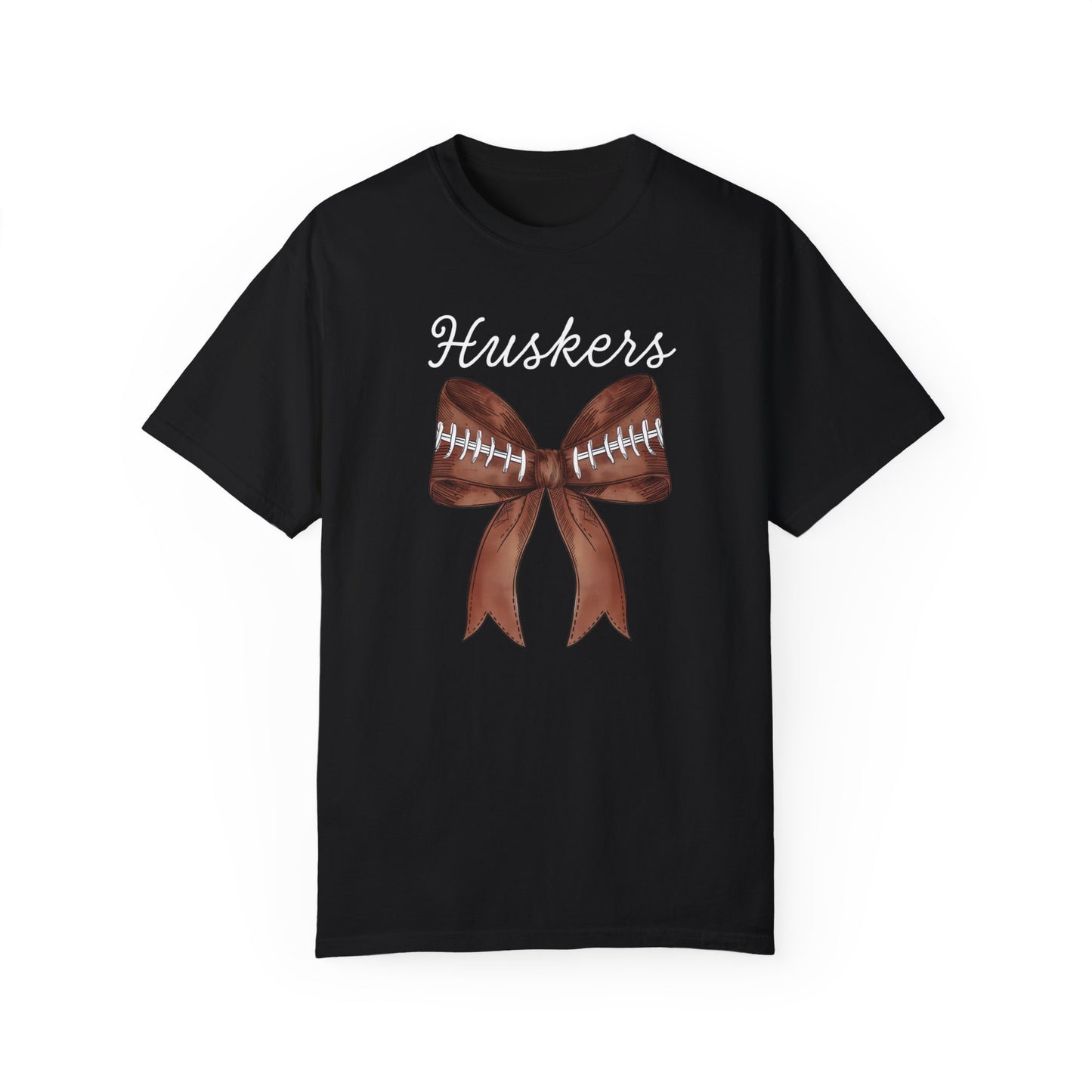 Nebraska Huskers Coquette Football Bow CC Shirt