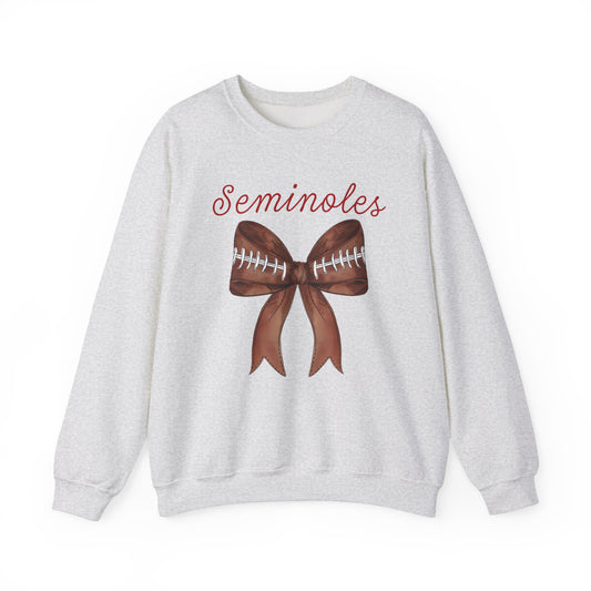 Florida State Seminoles Football Bow Gildan Crew Sweatshirt