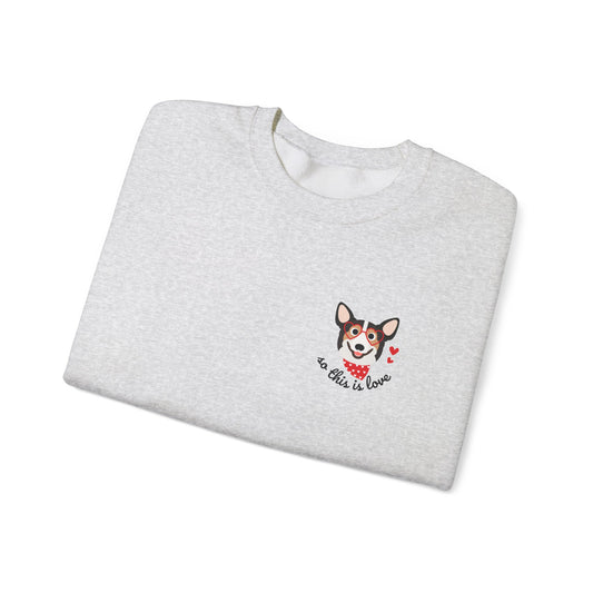 So This Is Love Corgi (Black) Gildan Crew Sweatshirt