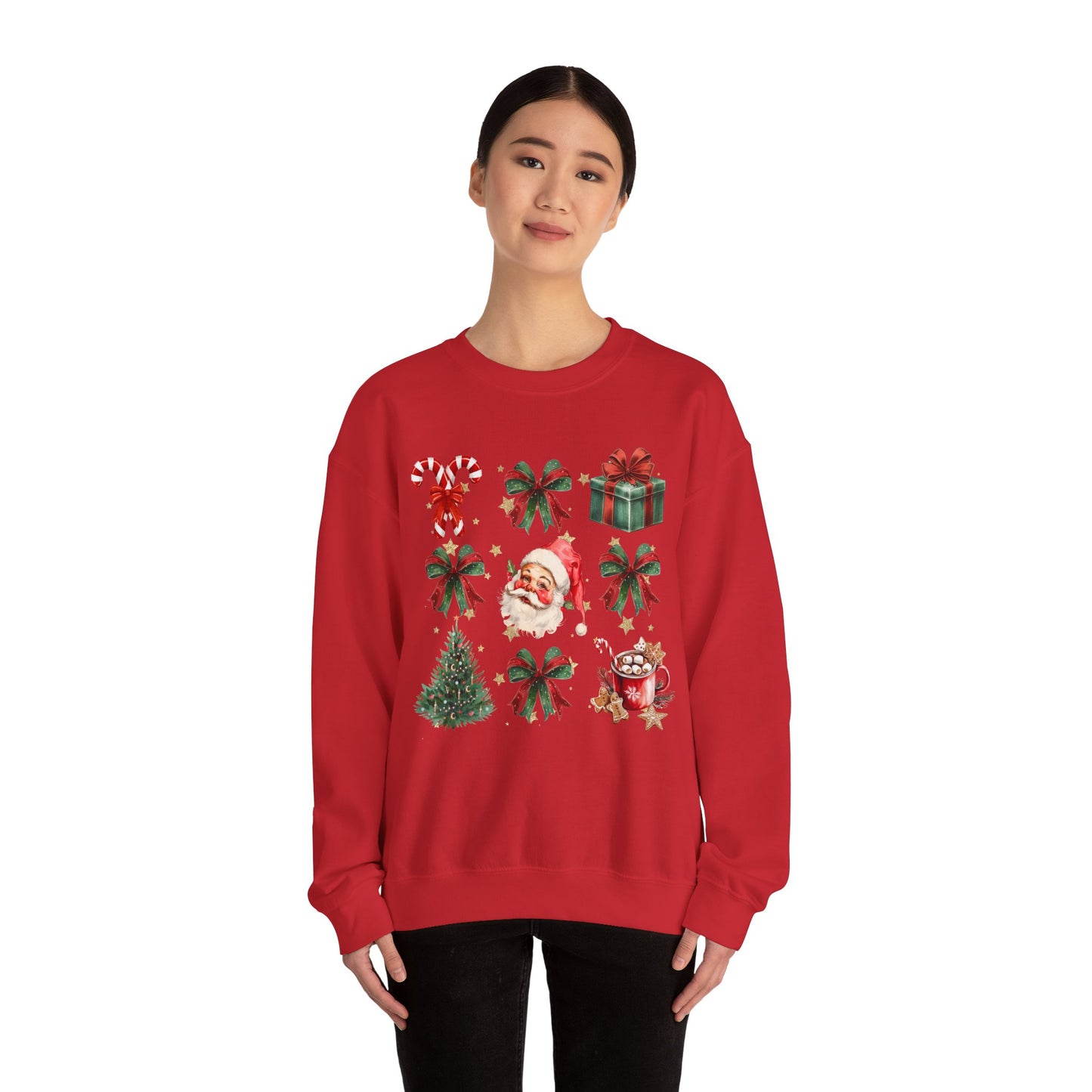 Santa Grid Gildan Crew Sweatshirt