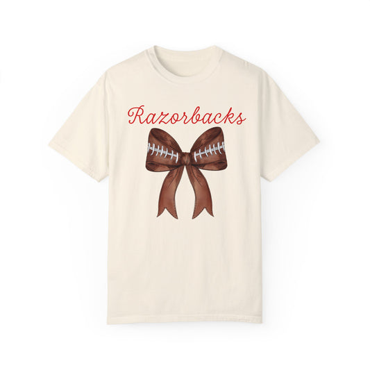 Arkansas Razorbacks Coquette Football Bow CC Shirt