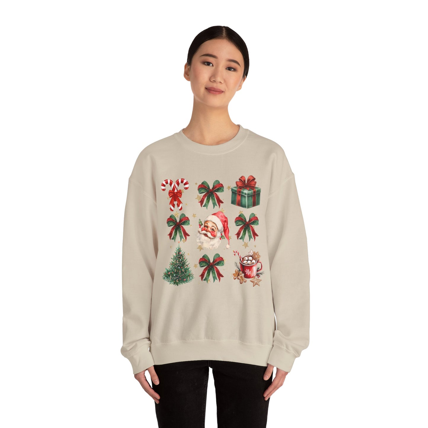 Santa Grid Gildan Crew Sweatshirt