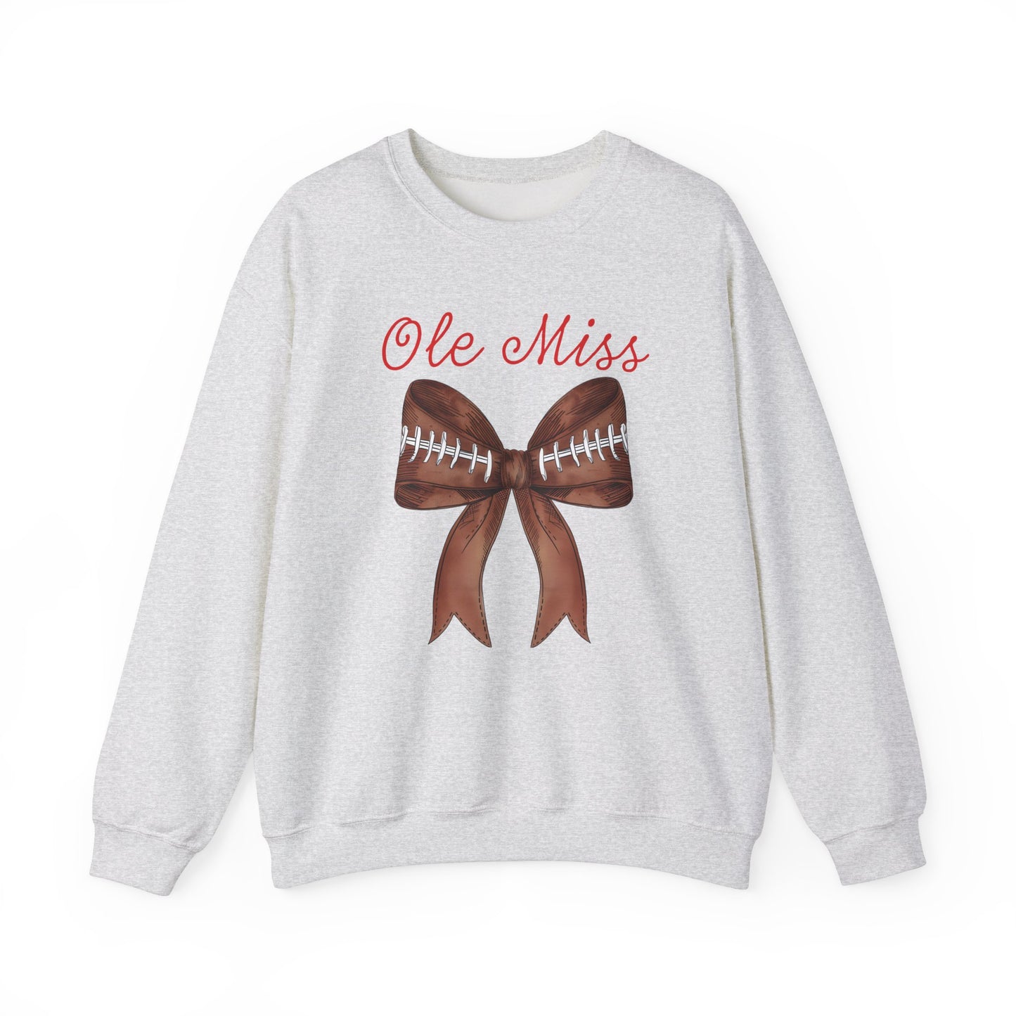 Mississippi Ole Miss Football Bow Gildan Crew Sweatshirt