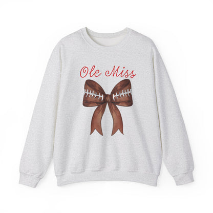 Mississippi Ole Miss Football Bow Gildan Crew Sweatshirt