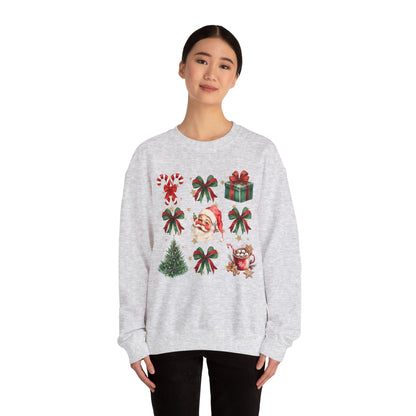 Santa Grid Gildan Crew Sweatshirt