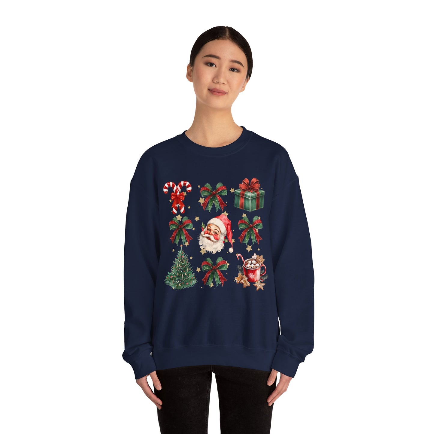 Santa Grid Gildan Crew Sweatshirt