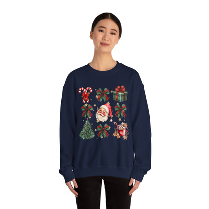 Santa Grid Gildan Crew Sweatshirt