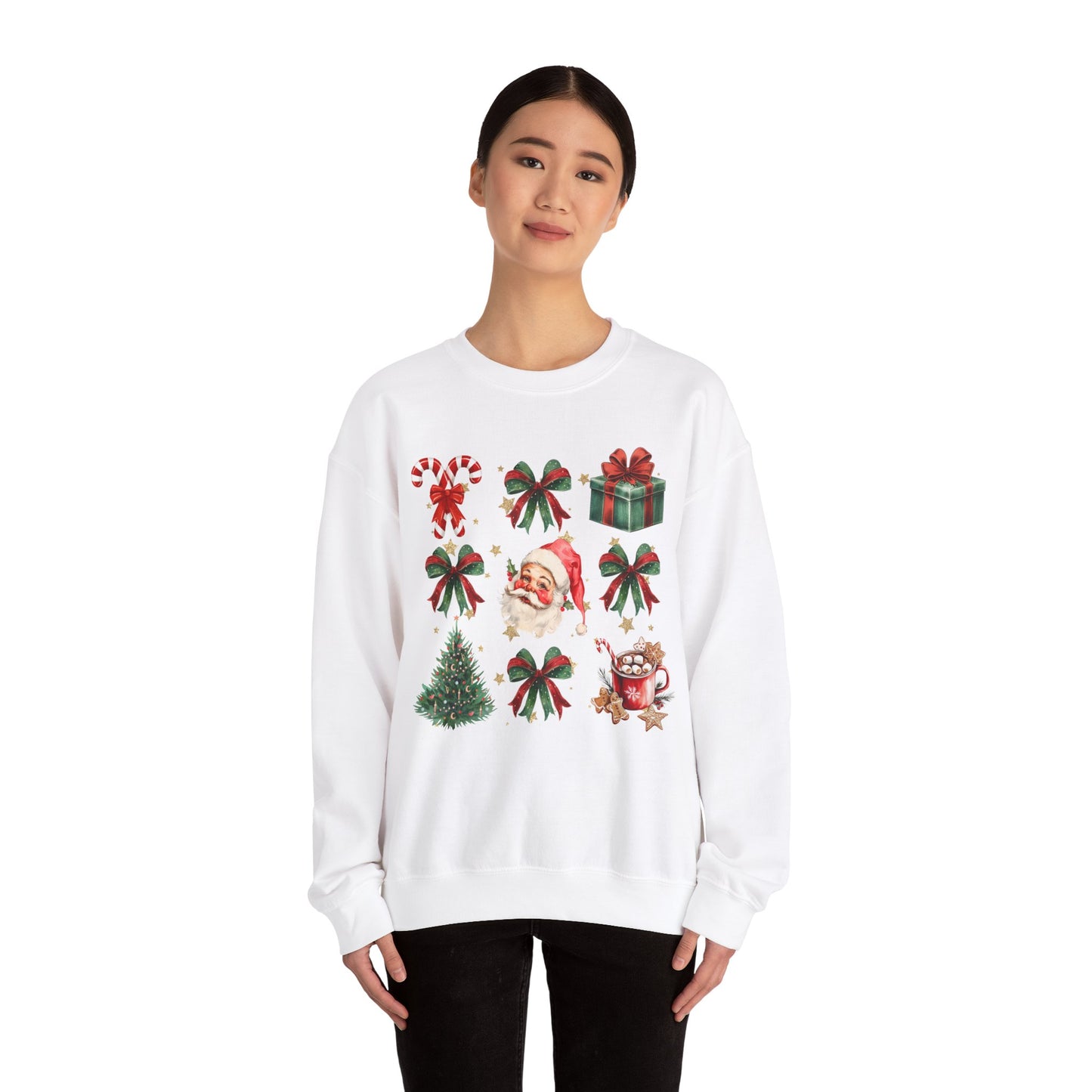 Santa Grid Gildan Crew Sweatshirt