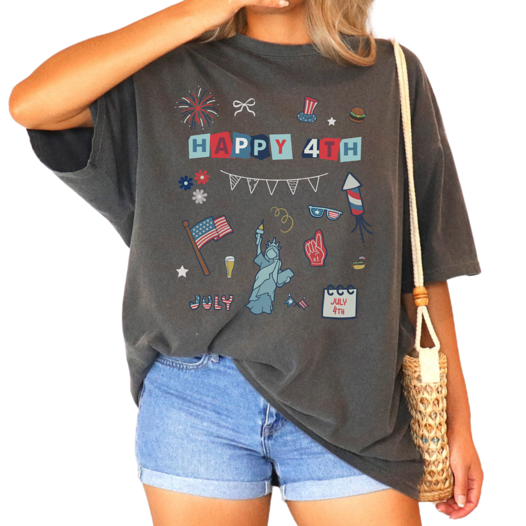 Happy 4th of July Collage Comfort Colors Graphic Tee