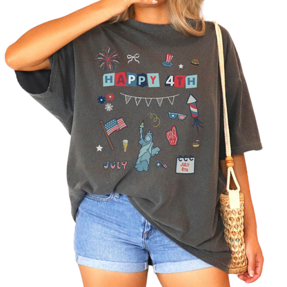 Happy 4th of July Collage Comfort Colors Graphic Tee