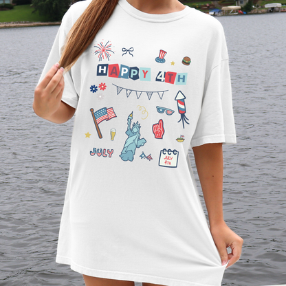 Happy 4th of July Collage Comfort Colors Graphic Tee