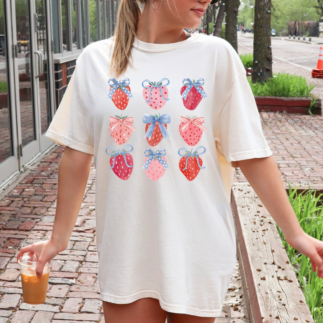 Star Spangled Strawberries Comfort Colors Tee